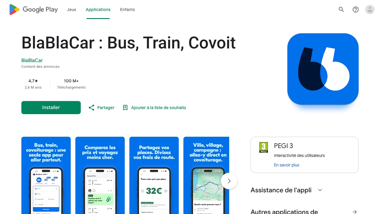 Capture : BlaBlaCar